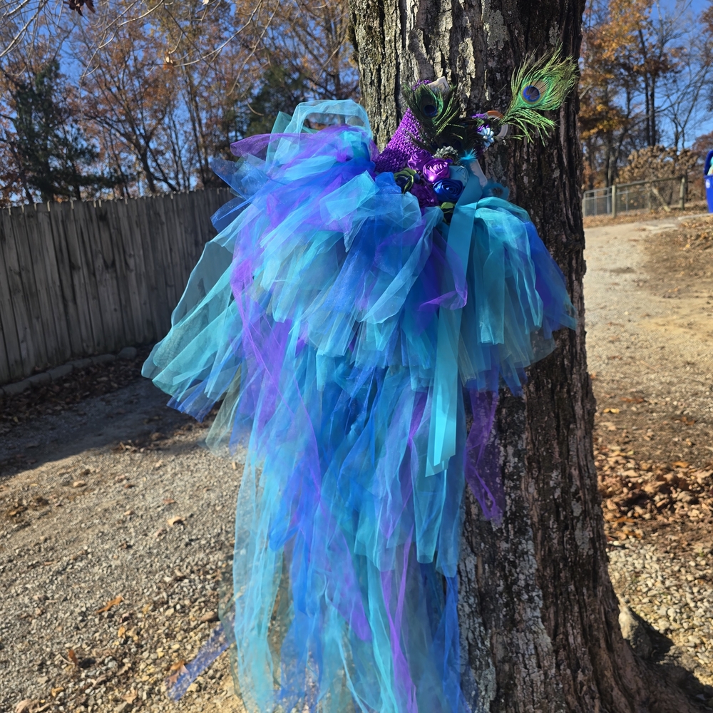 Charming Kids Formal Dress with Peacock Accents